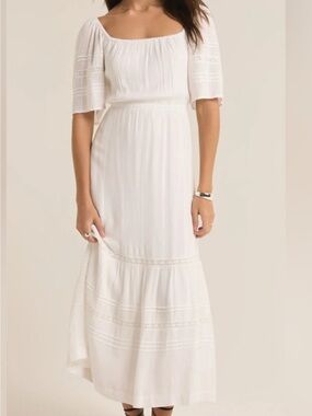Z Supply White Poppy Midi White Dress. Medium. NWT